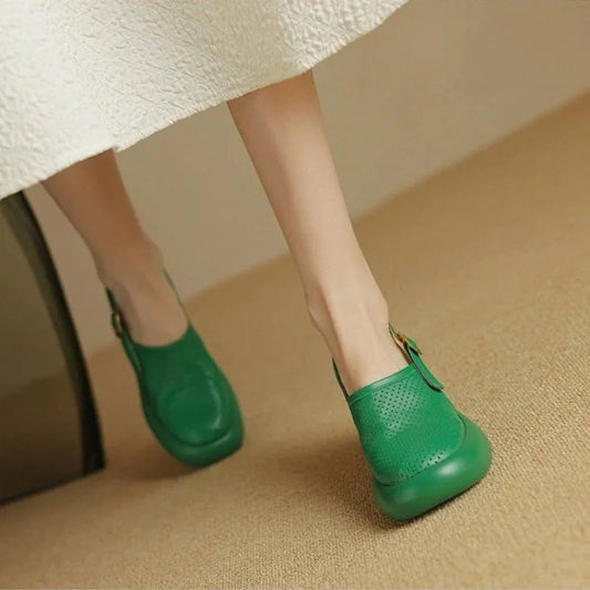 Liora — Breathable Hollow-Out Platform Sandals with Curved Heel
