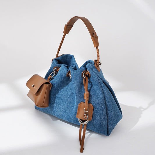 Arlenis — Women’s Genuine Leather and Denim Patchwork Hobo Bag