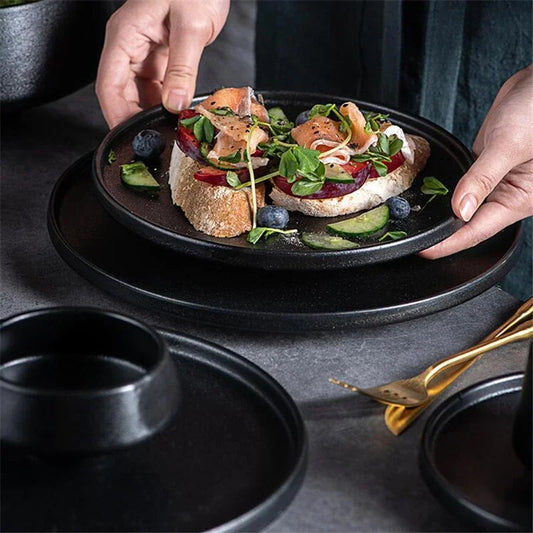 Selari — Minimalist 9-Piece Stoneware Dining Set with Matte Finish