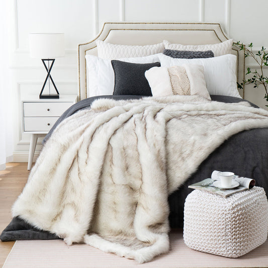CozyLux Faux Fox Fur Throw — Plush, Eco-Friendly and Warm Blanket