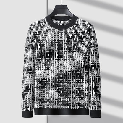 Blakeon — Men's Modern Maze Pattern Knit Sweater with Tailored Fit