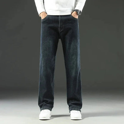 Levaro — Men's Relaxed Straight-Leg Vintage Wash Jeans