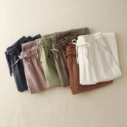 Elowen Linen Pants — Lightweight Breathable Pants with Adjustable Waist