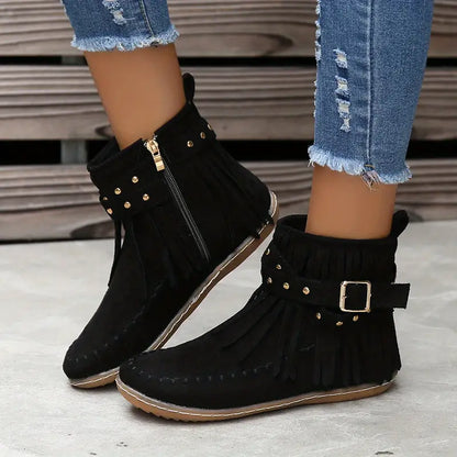 Suede Fringe Boots™ — Slip Into All-Day Comfort That Turns Every Step Into Confidence