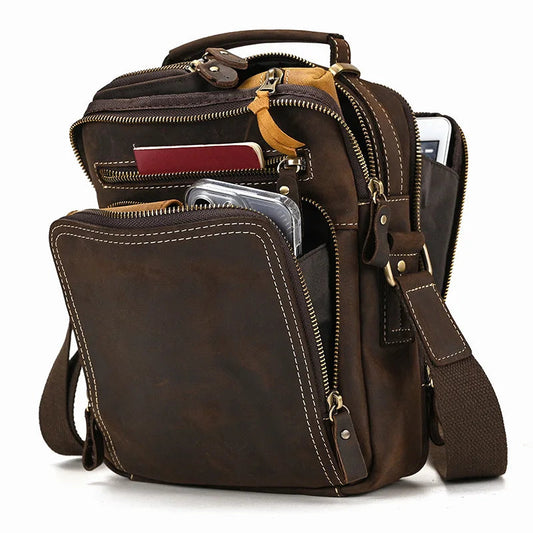 Logan Messenger — Full-Grain Leather Bag with Tablet Pocket