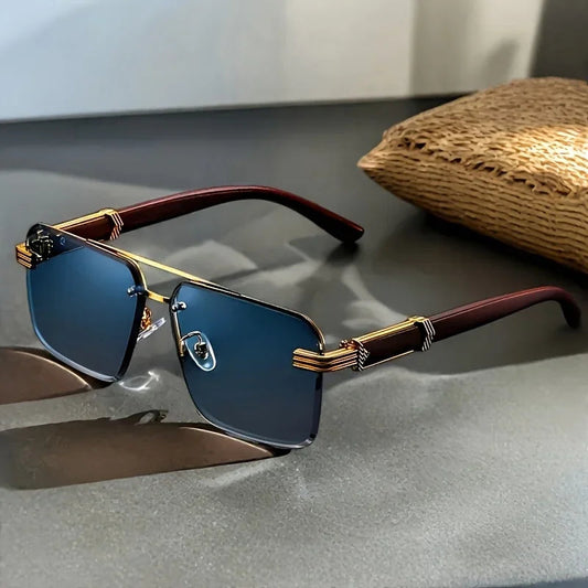 Veyden — Rimless Gold-Accent Sunglasses with UV400 Protection