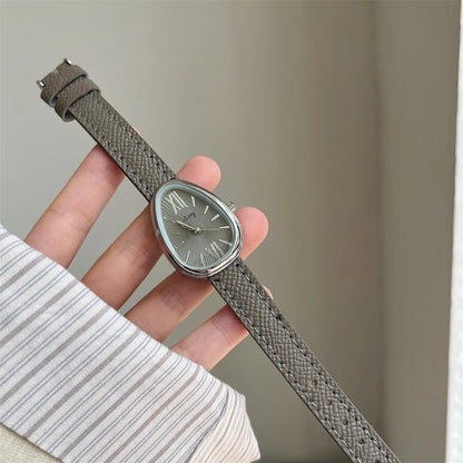Norla — Vintage Teardrop Oval Watch with Leather Band
