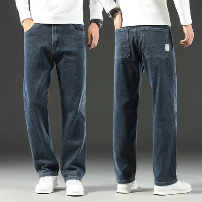 Levaro — Men's Relaxed Straight-Leg Vintage Wash Jeans