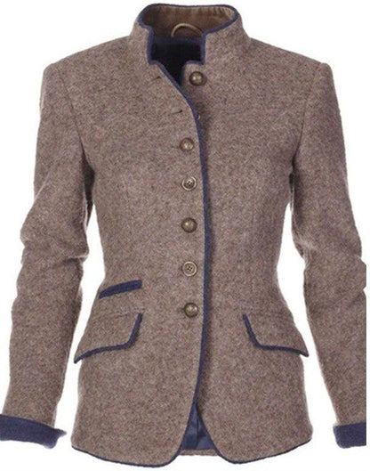 Elianor — Tailored Wool-Blend Jacket with Stand Collar