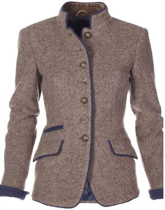 Elianor — Tailored Wool-Blend Jacket with Stand Collar