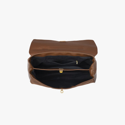 Liora Tote — Faux Suede Shoulder Bag with Turn Lock Closure