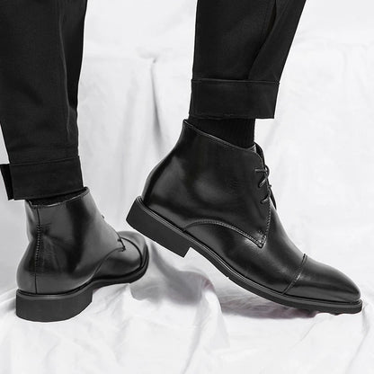 Marlowe — Men’s Polished Cap-Toe Dress Boots with Cushioned Comfort