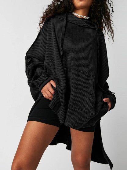 Soarion Waffle Hoodie — Oversized Soft Knit Pullover with Adjustable Hood