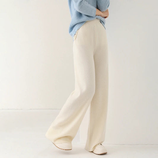 Liora — Merino Wool Wide-Leg Pants with High Waist and Pockets