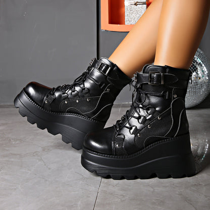 Liora — Gothic Platform Boots with Chunky Sole and Buckle Accents