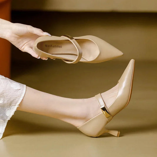 Lorien — Genuine Leather Mary Jane Heels with Kitten Heel and Cushioned Insole