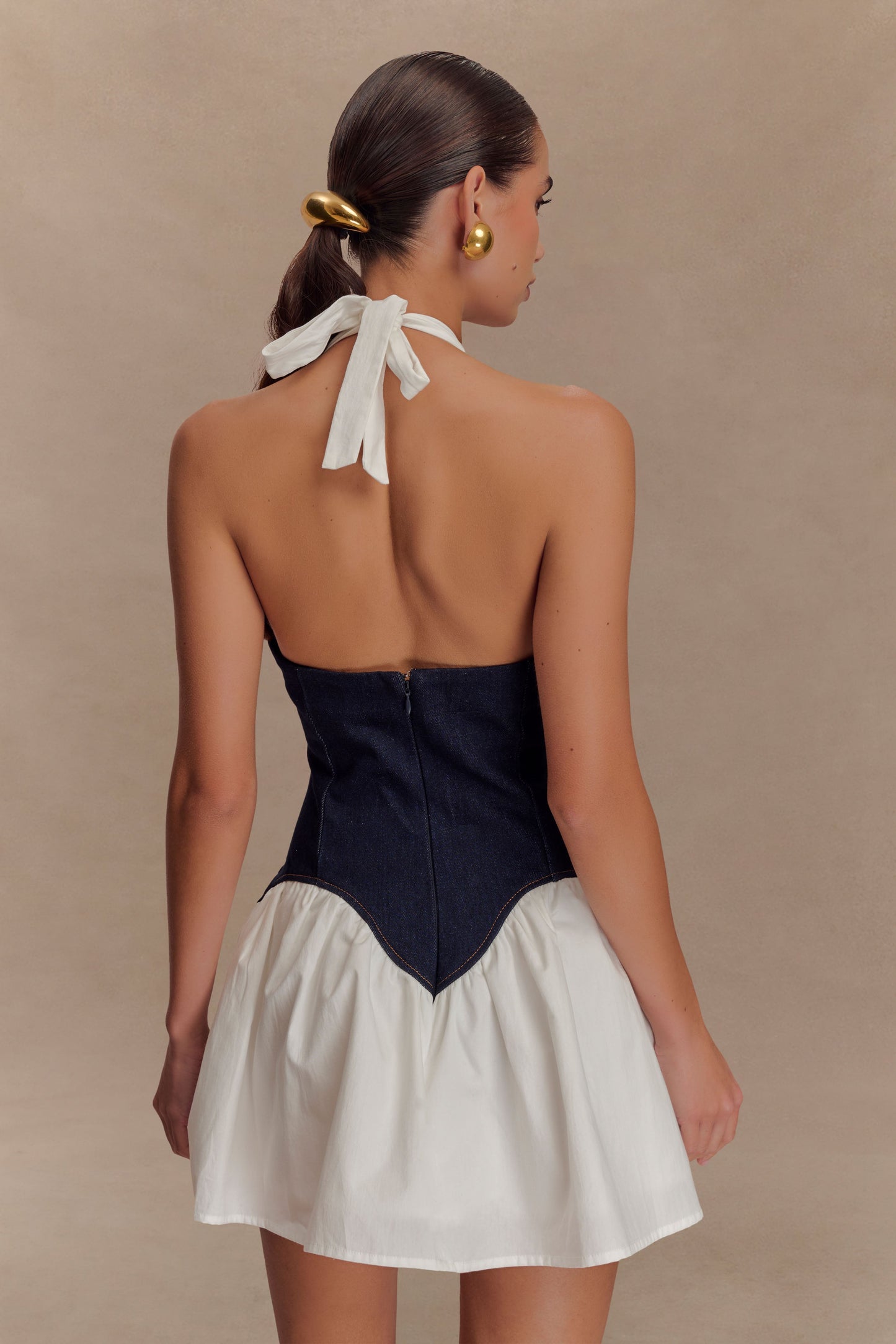 Zentara Denim Cotton Mini Dress - Indigo Blue