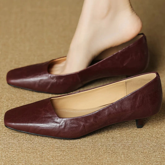Alaris — Genuine Leather Kitten Heel Pumps with Cushioned Insole