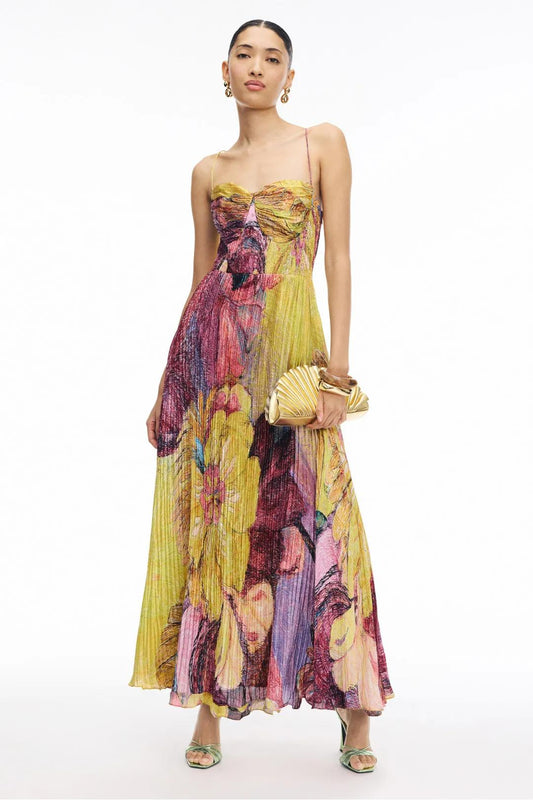 Zentara Multicolored Ikat Print Maxi Dress