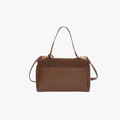 Liora Tote — Faux Suede Shoulder Bag with Turn Lock Closure