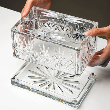Valen — Faceted Acrylic Tissue Box with Crystal Detailing