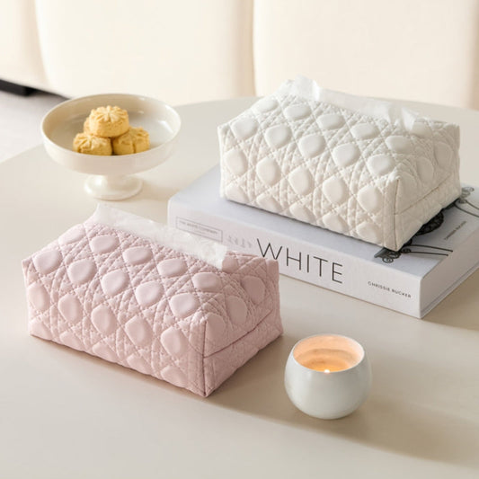 Velora — Quilted Faux Leather Tissue Holder with Modern Design