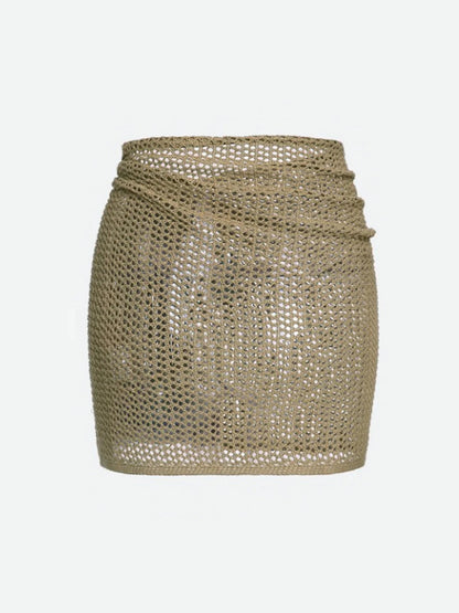 Elira Sheer Mesh Skirt — Lightweight Beach Cover-Up with Adjustable Tie