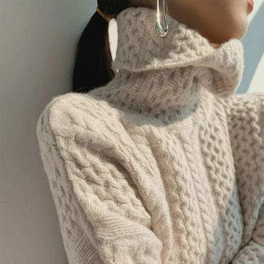 Callen Sweater — 100% Pure Cashmere Cable-Knit Turtleneck Sweater