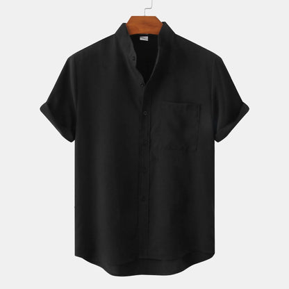 Linton — Lightweight Cotton-Linen Summer Shirt with Mandarin Collar