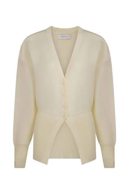 Vexora Buttoned Oversized Cardigan - Ivory