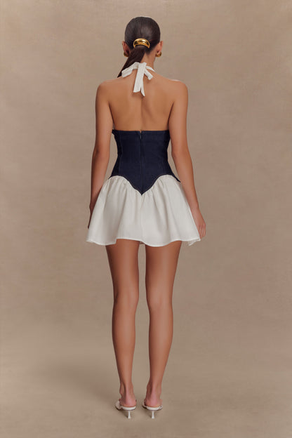 Zentara Denim Cotton Mini Dress - Indigo Blue
