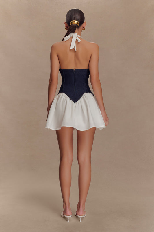 Zentara Denim Cotton Mini Dress - Indigo Blue