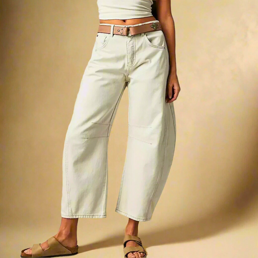 Norla Vintage Jeans — Cropped Soft Cotton with Knee Stripe Detail