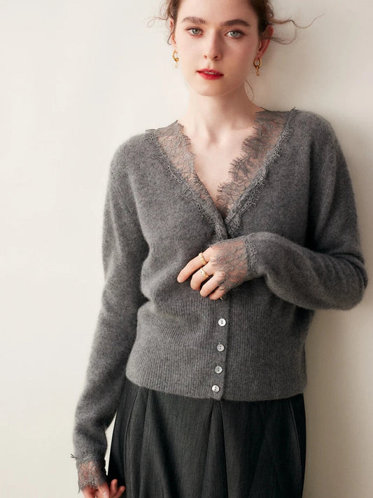 Sorrelis — Women's Cashmere Lace Cardigan for Layering