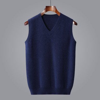Lioren — Pure Cashmere V-Neck Vest with Tailored Fit