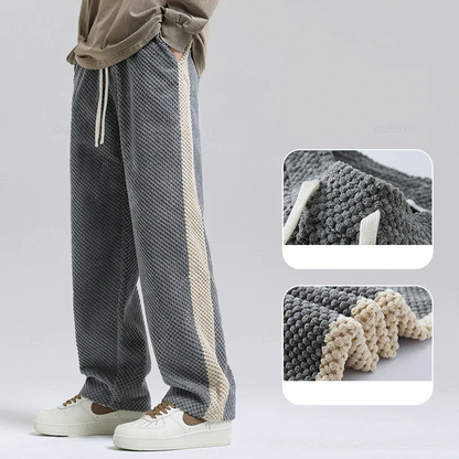 Harlen Waffle Joggers — Textured Corduroy Pants with Side Stripes