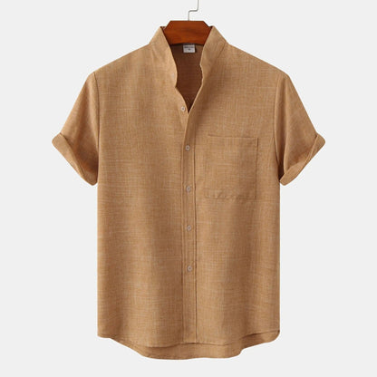 Linton — Lightweight Cotton-Linen Summer Shirt with Mandarin Collar