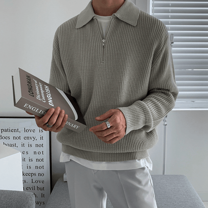 Norla — Knitted Half-Zip Sweater with Adjustable Collar
