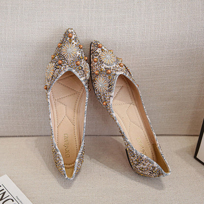Liora — Hand-Embellished Beaded Flats with Cushioned Comfort