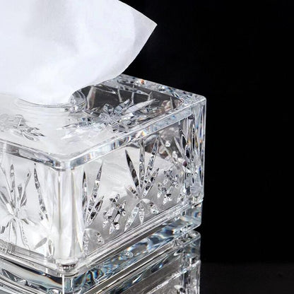 Valen — Faceted Acrylic Tissue Box with Crystal Detailing