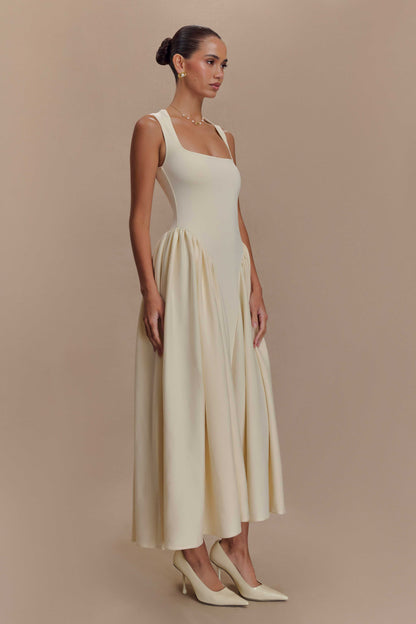 Alvani — Flattering Midi Dress with Structured Fit and Full Skirt