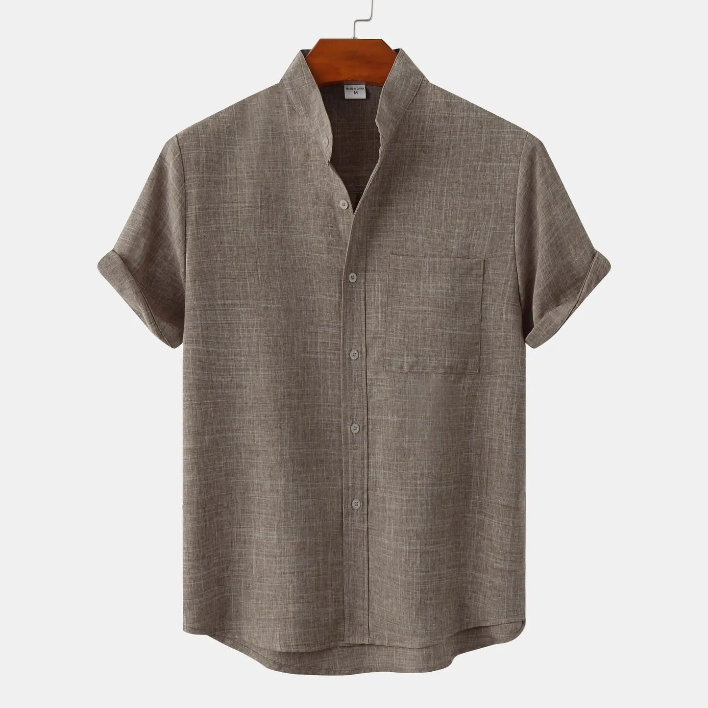 Linton — Lightweight Cotton-Linen Summer Shirt with Mandarin Collar