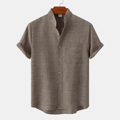 Linton — Lightweight Cotton-Linen Summer Shirt with Mandarin Collar
