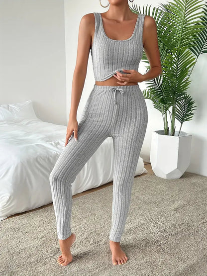Vesira — 3-Piece Ribbed Knit Lounge Set with Slim Fit