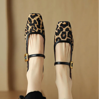 Embera — Genuine Horsehair Square-Toe Pumps with Low Block Heel