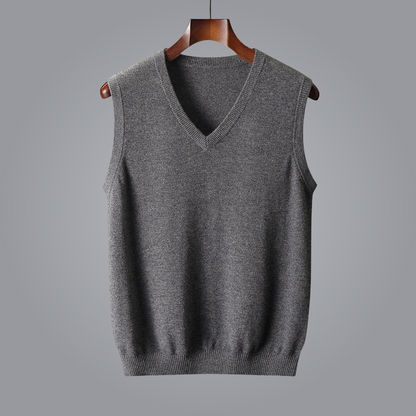Lioren — Pure Cashmere V-Neck Vest with Tailored Fit