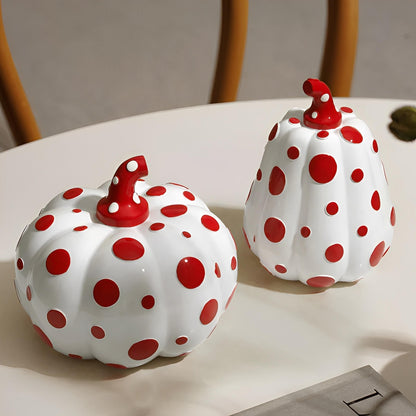 Liora — Polka Dot Resin Pumpkin Decor with Glossy Finish