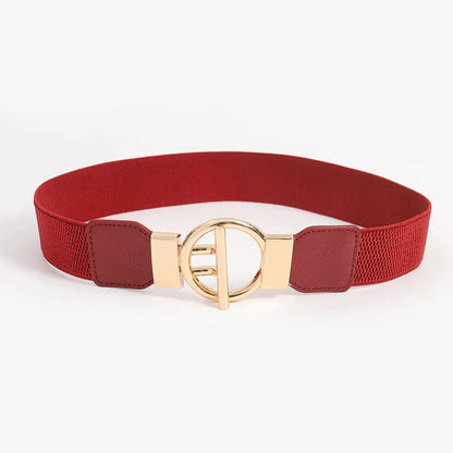 Jarin Belt — Stretch Waist Belt with Gold-Tone Circle Buckle