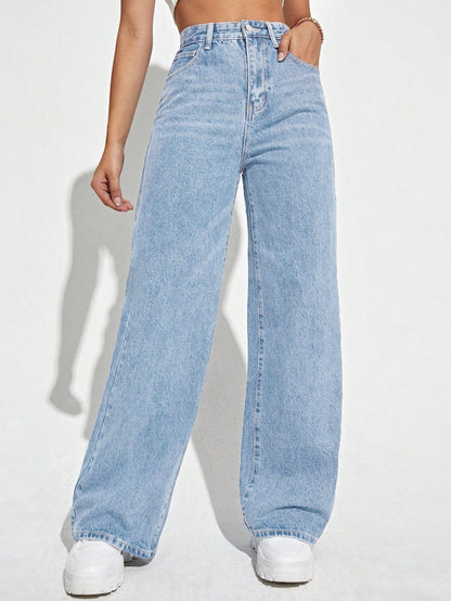 Marlenox — High-Rise Wide-Leg Denim Jeans with Soft Wash Finish