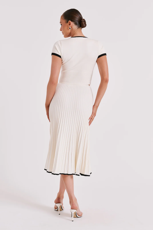 Marcia V-Neck Pleated Skirt Set™ — Command Every Room with Effortless, Unstoppable Glamour